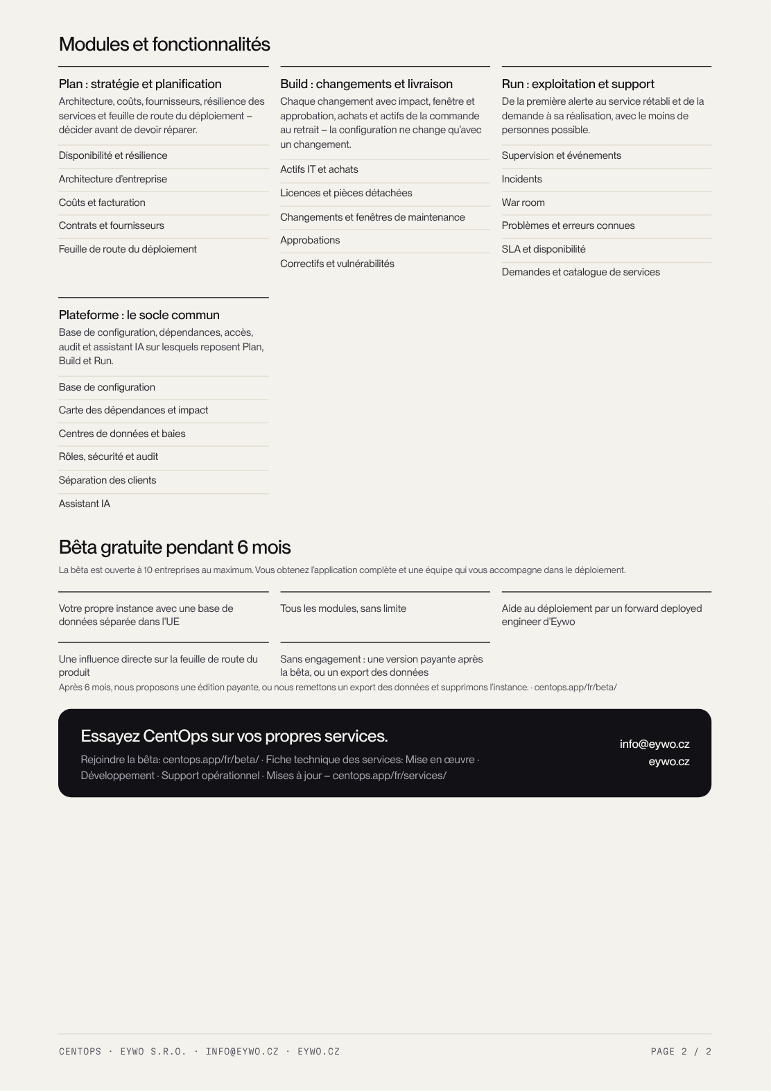 Aperçu de la deuxième page de la fiche technique