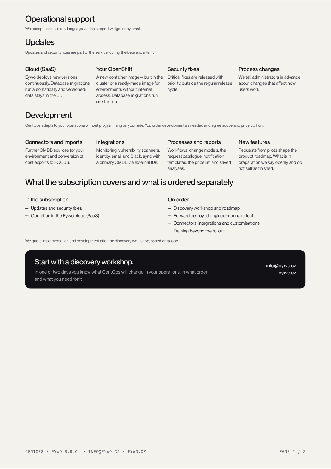 Preview of services datasheet page two
