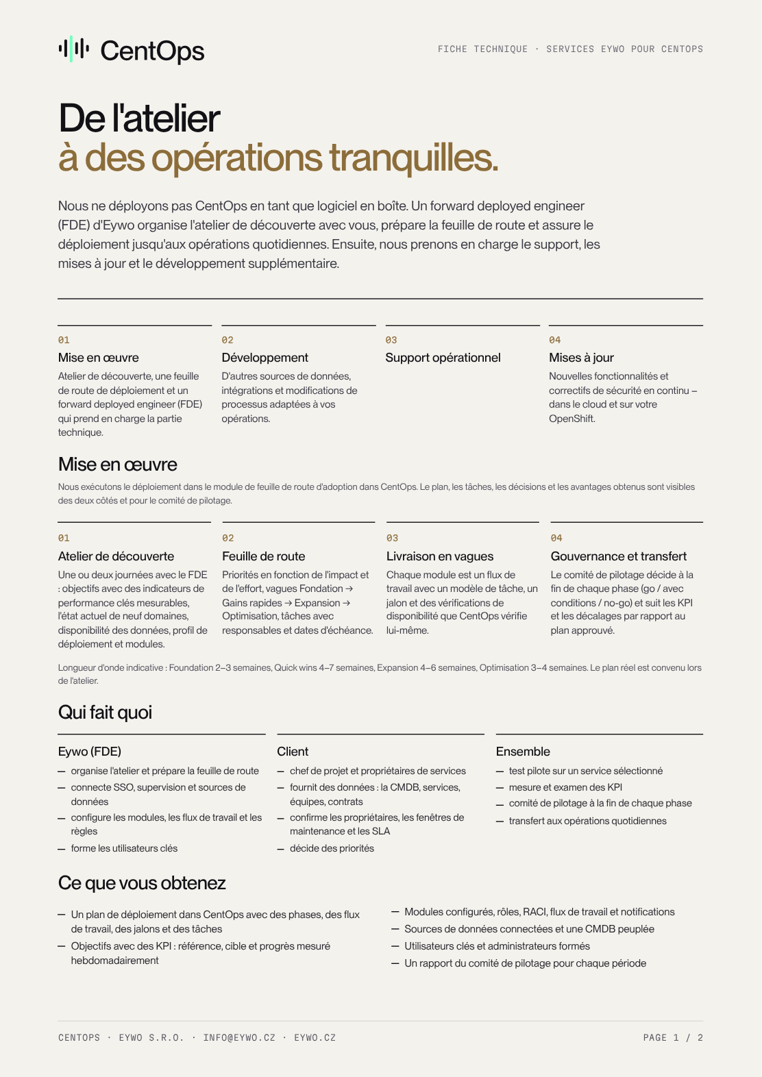 Aperçu de la première page de la fiche technique des services