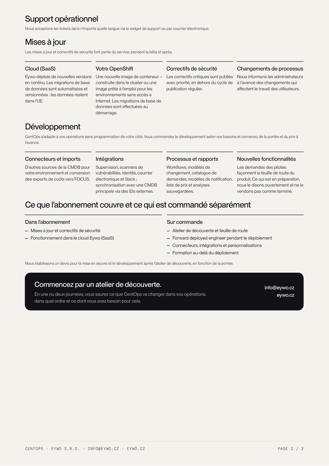 Aperçu de la deuxième page de la fiche technique des services